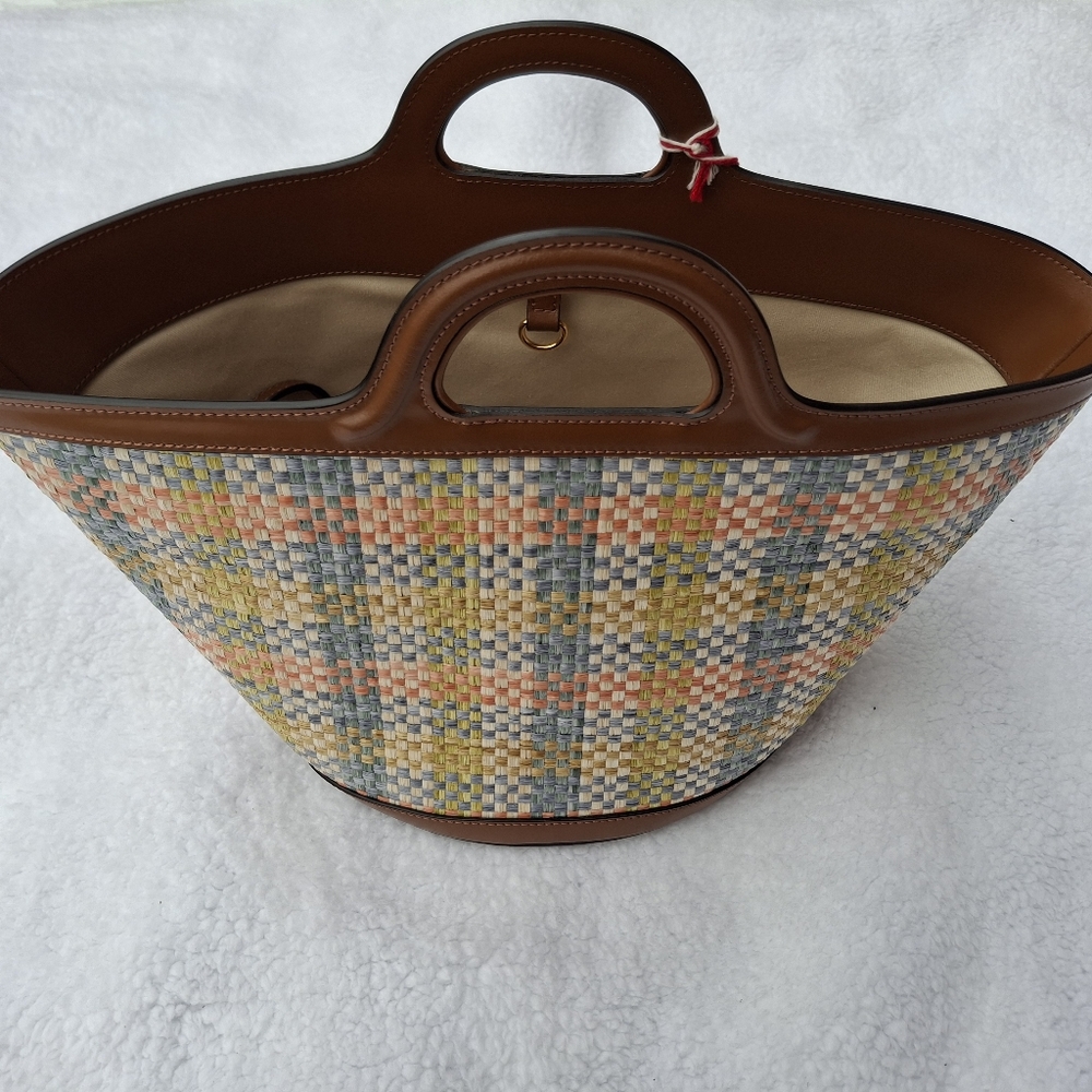 Marni NWT Tropicalia Multicolor Lemon Apricot Moca Woven Bag - Picture 8 of 16